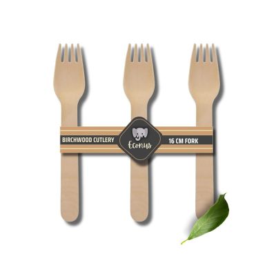 160mm, 100-Pack Birchwood Disposable Wooden Forks | Disposable Natural Eco-Friendly Biodegradable Cutlery Bamboo Forks | Party, Wedding, Birthday Event Fork