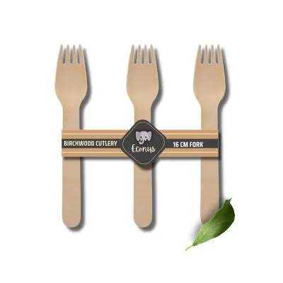 160mm, 100-Pack Birchwood Disposable Wooden Forks | Disposable Natural Eco-Friendly Biodegradable Cutlery Bamboo Forks | Party, Wedding, Birthday Event Fork