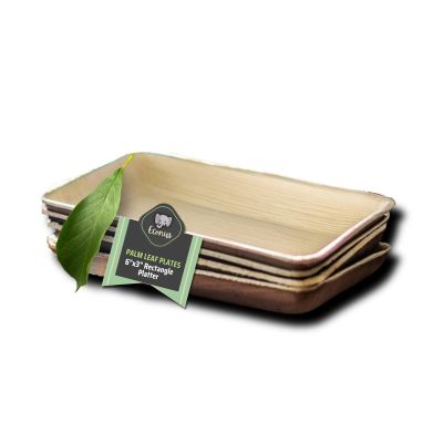 Export Quality Areca Palm Leaf Plates (Pack of 50) | (6x3) Inch Canopy Rectangle Plates| Ecofriendly Disposable Dinnerware | Birthday Parties