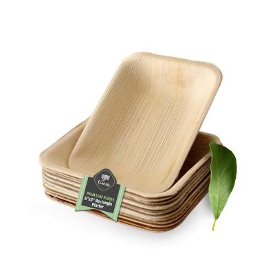 Export Quality Plates| Pack of 50| 6x5-inch Disposable Areca Leaf Square Plate Eco-Friendly and Biodegradable for Weddings and Parties