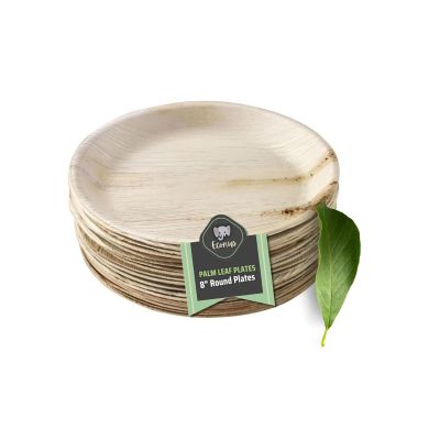 8 inch, 50-Pack Palm Leaf Round Plates | Disposable Eco-Friendly Biodegradable Like Bamboo Plates | Party, Wedding, Event Plates