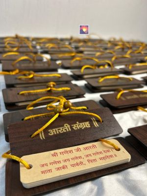 Aarti Sangrah Wooden Booklet – Set of 50 Pieces (Handcrafted, Hindi Aartis)