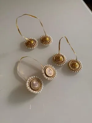 Traditional Badhai Coin with Pearl Border & Hanging Ribbon (Pack of 20 Assorted Pieces)