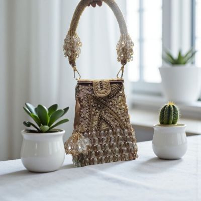 Beaded Bliss: Artisanal Embroidered Box Flap Bag