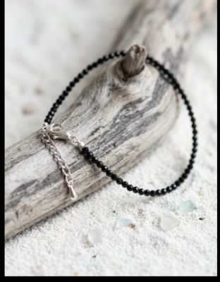 Natural Black Obsidian Anklet – Delicate Faceted Crystal Beads with Adjustable Silver Clasp for Evil Eye Protection & Root Chakra Grounding