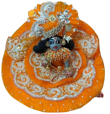Kanha Ji Royal Orange Designer Poshak with Mukut (6 Inch) – Premium Laddu Gopal Dress Set