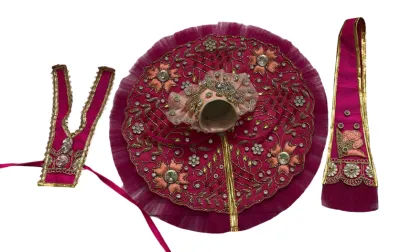 Kanha Ji Bright Pink Designer Poshak (10 Inch) – Handcrafted Premium Dress for Laddu Gopal