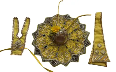 Kanha Ji Yellow Poshak (10 Inch) – Handcrafted Designer Dress for Laddu Gopal / Krishna Ji