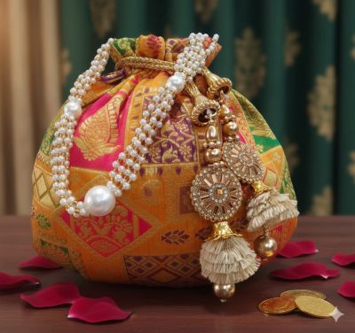 Royal Heritage: Multi-Color Banarasi Silk Festive Potli Bag