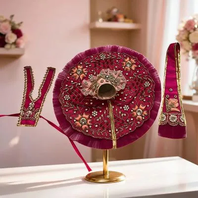Kanha Ji Bright Pink Designer Poshak (10 Inch) – Handcrafted Premium Dress for Laddu Gopal