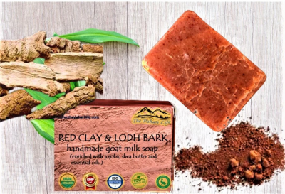 Red clay & lodh bark goat milk soap from Nainital (75 grams)