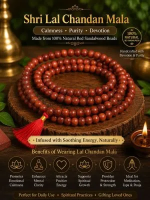 Shri Lal Chandan Mala – 100% Natural Handcrafted Red Sandalwood Beads for Japa, Pooja & Spiritual Protection