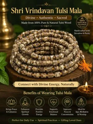 Shri Vrindavan Tulsi Mala – 100% Natural Handcrafted Tulsi Beads for Japa, Pooja & Spiritual Protection