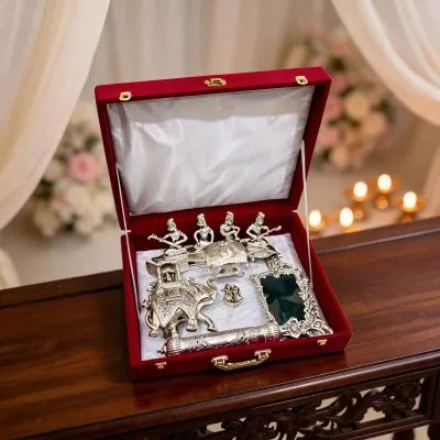 Wedding Invites Premium Combo 5 – Royal Silver Collection with Velvet Box Packing